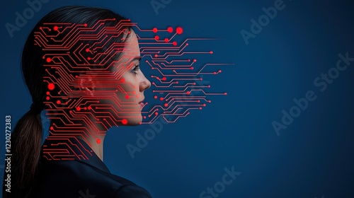 Exploring digital minds the intersection of technology and human emotion studio portrait dark environment side view