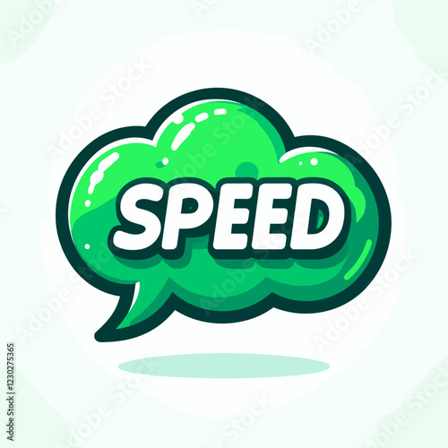 Green speech bubble with "SPEED" text in modern design for concepts related to speed and efficiency