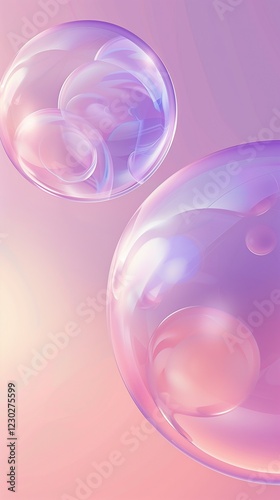 Soft pink and purple gradient background with pastel glossy bubbles, a modern and stylish design for digital creatives and branding.