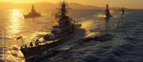 battleship in action