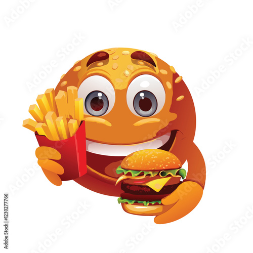 vector 3d mascot logo meal of fast food