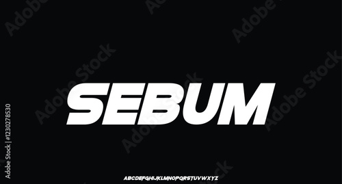 Sebum, Modern Bold Font. Sans Serif Font. Regular Uppercase Lowercase Typography urban style alphabet fonts for fashion, sport, technology, digital, movie, logo design, vector illustration

