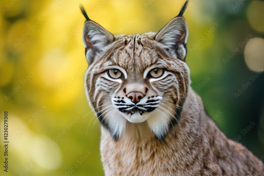 Obraz premium Majestic Lynx Portrait Against a Blurred Natural Background in Soft Sunlight