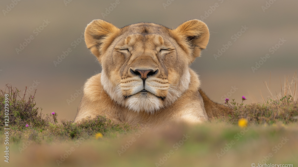 Naklejka premium Sleeping lion.