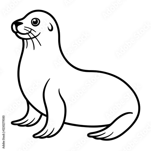 Cute Black Vector Sea Lion Line Art Black Vector Silhouette Cartoon  Illustration