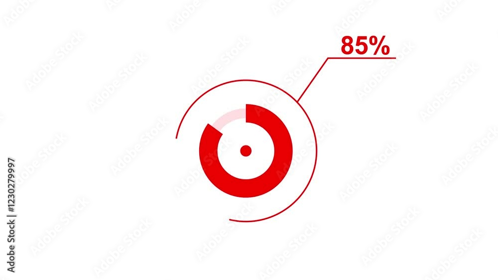 loading icon animation 85% circle. 85% percent circle round donut chart infographic .Infographic Element with Alpha Channel 4k video royalty free graphic animation loading icon animation 85% circle. 85% percent circle round donut chart infographic .Infographic Element with Alpha Channel 4k video royalty free graphic animation