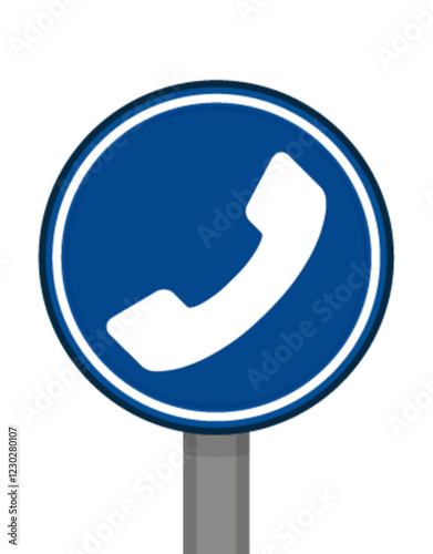 Port obligatoire rond bleu telephone appel