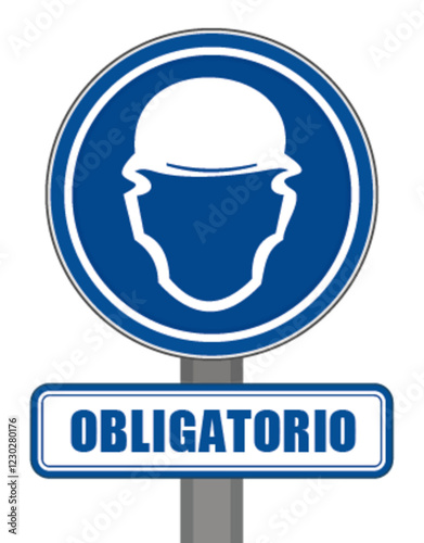 Señal redonda azul obligatoria en el casco