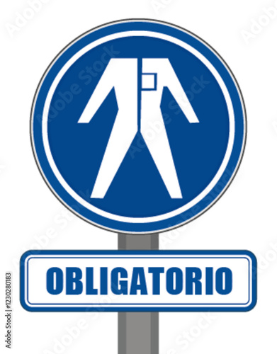 Señal redonda azul obligatoria de protección del vestuario laboral