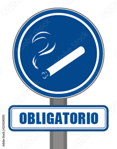 Señal redonda azul obligatoria para proteger los cigarrillos de la zona de fumadores