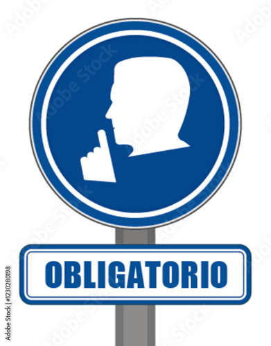 Señal silenciadora redonda azul obligatoria