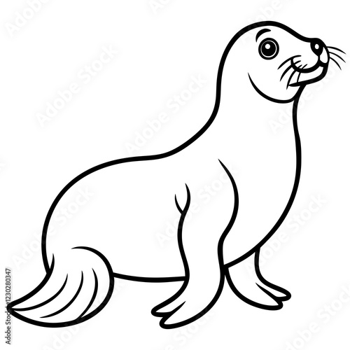 Cute Black Vector Sea Lion Line Art Black Vector Silhouette Cartoon  Illustration