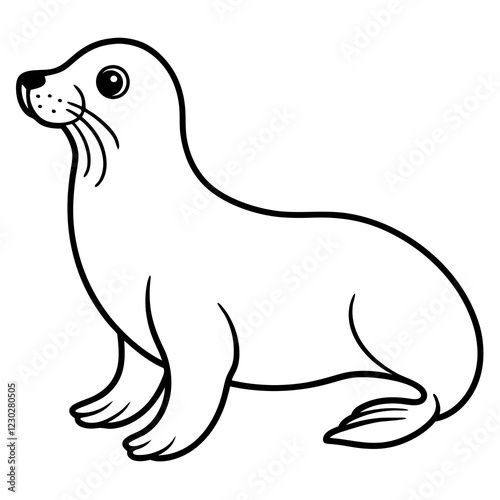 Cute Black Vector Sea Lion Line Art Black Vector Silhouette Cartoon  Illustration