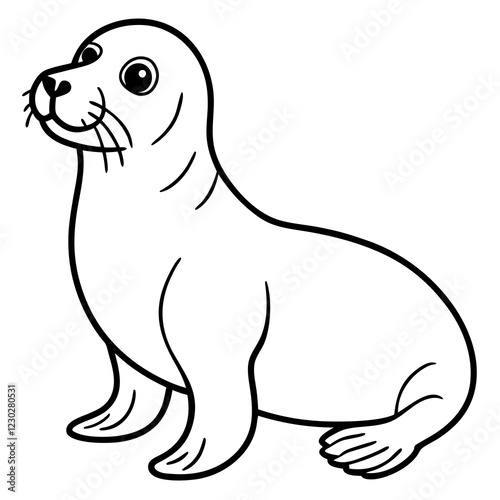 Cute Black Vector Sea Lion Line Art Black Vector Silhouette Cartoon  Illustration