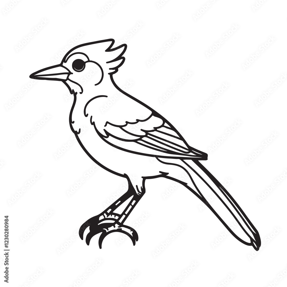 Obraz premium magpie robin line art vector on white background