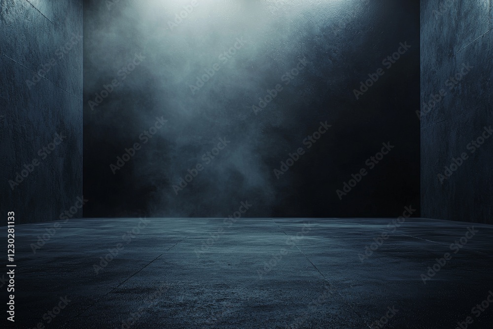 An empty space of a grungy concrete floor texture, filled with fog or mist, and enhanced with lighting effects An empty space of a grungy concrete floor texture, filled with fog or mist, and enhanced with lighting effects