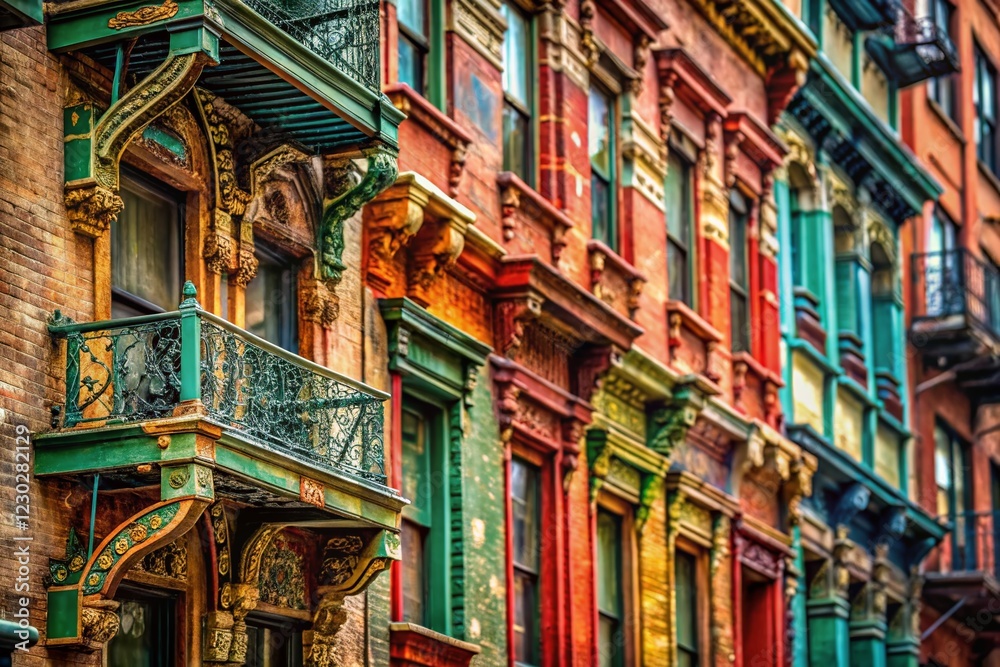 Fototapeta premium Macro View: Chinatown's Lafayette Street Textures, Lower Manhattan