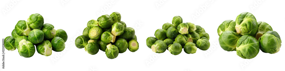 Brussel sprouts isolated on transparent background, PNG, set of Brussel sprouts isolated on transparent background, PNG, set of