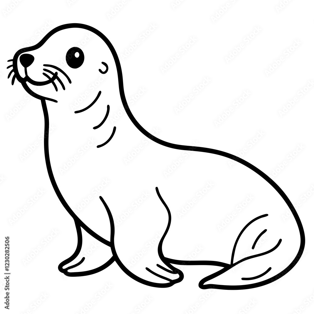 Cute Black Vector Sea Lion Line Art Black Vector Silhouette Cartoon Illustration Cute Black Vector Sea Lion Line Art Black Vector Silhouette Cartoon Illustration