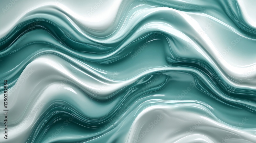Obraz premium Abstract Teal and White Liquid Wave Background