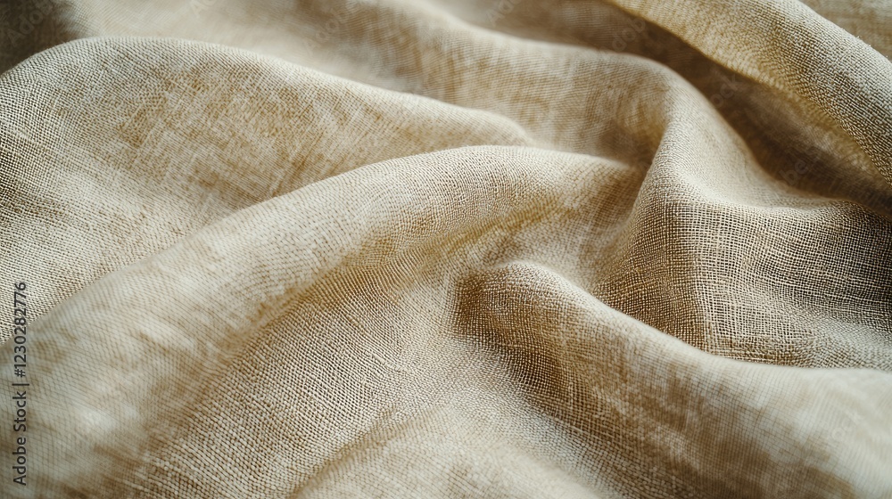 Draped Beige Fabric Showing Textured Surface Draped Beige Fabric Showing Textured Surface