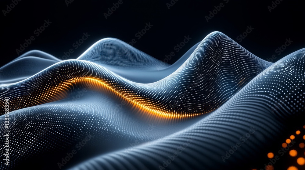Abstract Glowing Wave Background with Blue and Gold Particles Abstract Glowing Wave Background with Blue and Gold Particles