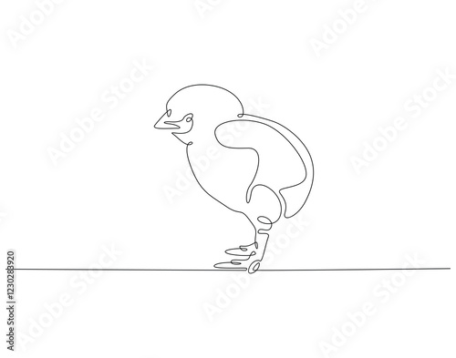 Continuous one line drawing of chick. One line drawing illustration of baby chicken. Farm animal, poultry concept single line. Editable outline