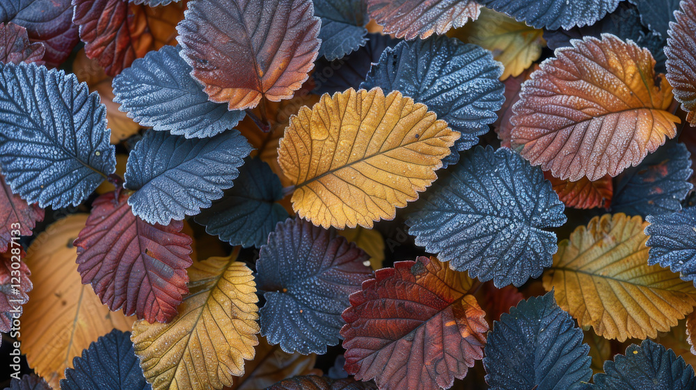 Obraz premium Beautiful autumn leaves in shades of red, orange, and yellow create vibrant tapestry of nature colors
