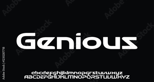 Genious, Modern Bold Font. Sans Serif Font. Regular Uppercase Lowercase Typography urban style alphabet fonts for fashion, sport, technology, digital, movie, logo design, vector illustration

