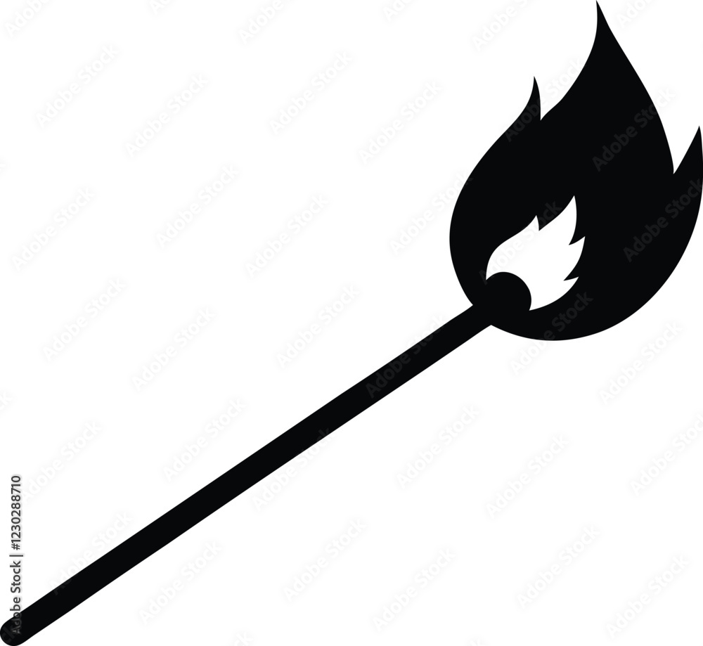 Burning Matchstick silhouette,Burning Matchstick icon vector Burning Matchstick silhouette,Burning Matchstick icon vector