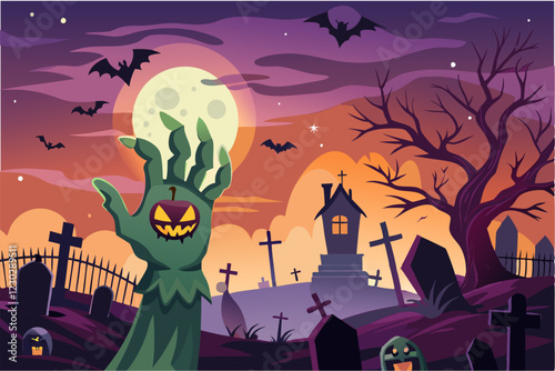 Halloween background with scary elements