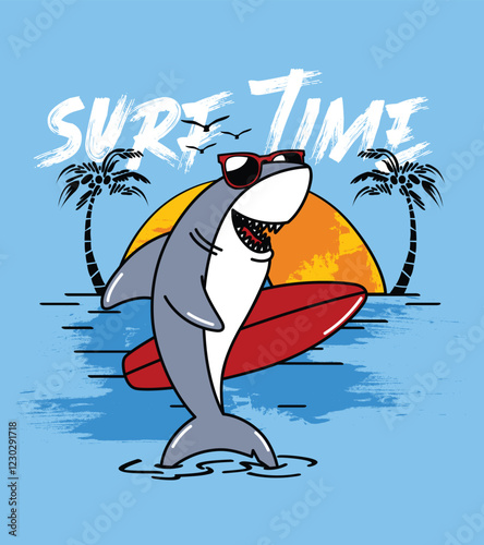 shark surf time illustration