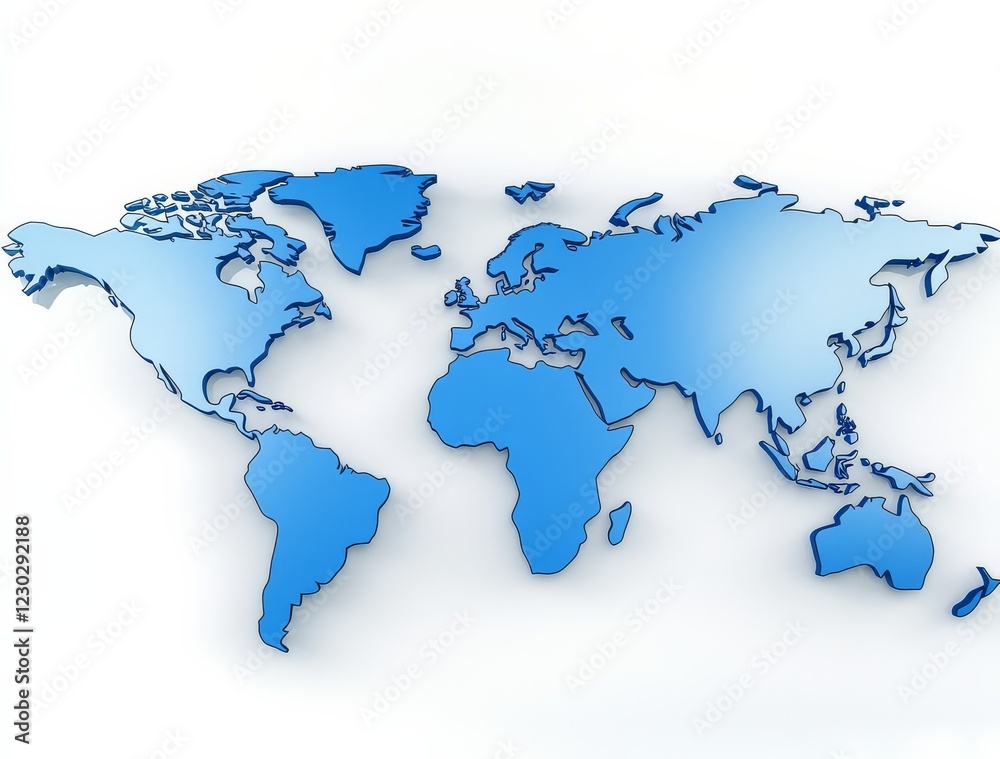 Artistic visualization of a world map in blue tones on a white canvas. Artistic visualization of a world map in blue tones on a white canvas.