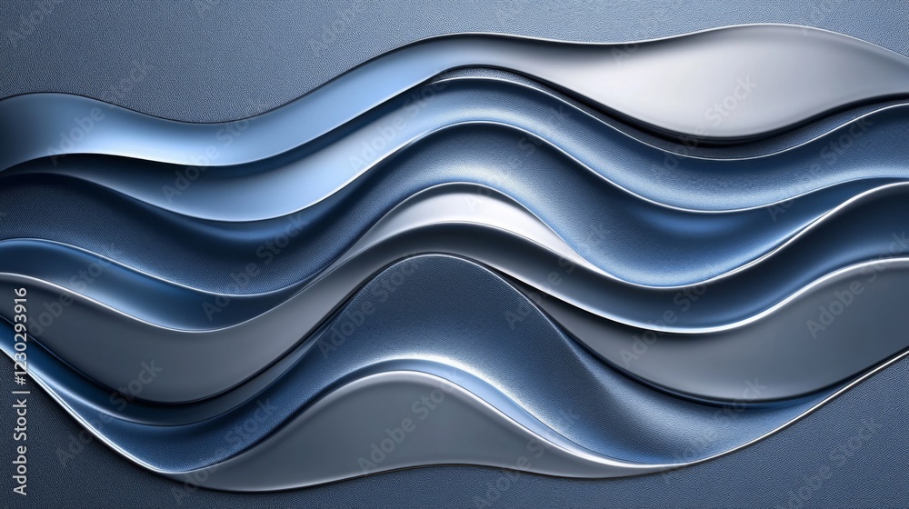 Obraz premium Abstract Blue Metallic Waves Background Texture