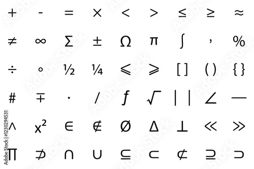 Mathematics black icon set, vector illustrator
