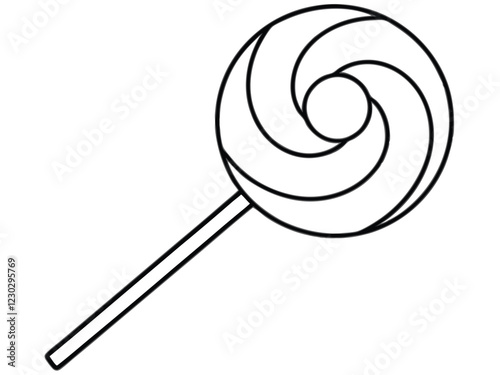 Round lollipop outline vector,Round lollipop line art illustration
