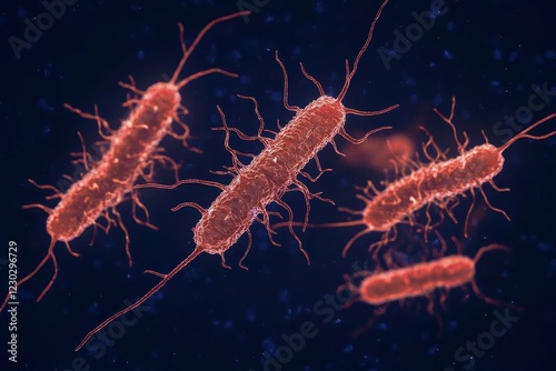 Intimate look at the movement of e. coli bacteria.