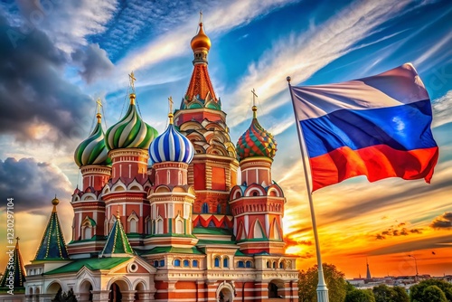 Majestic Russian Flag: Architectural Photography Banner Image -  Patriotic Symbol of the Russian Federation