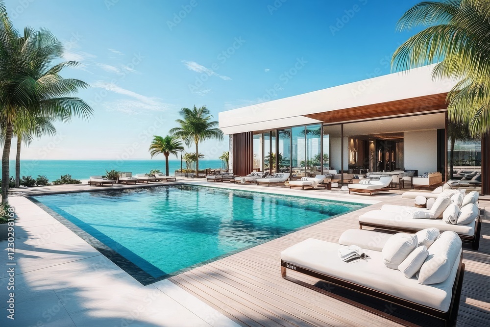 Fototapeta premium A breathtaking getaway at a contemporary beachside hotel.