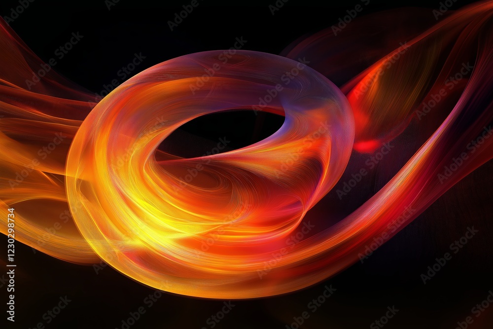 A black hole pulling in surreal glowing shapes and colors. A black hole pulling in surreal glowing shapes and colors.