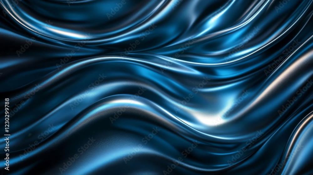 Fototapeta premium Abstract Blue Metallic Waves Texture Background