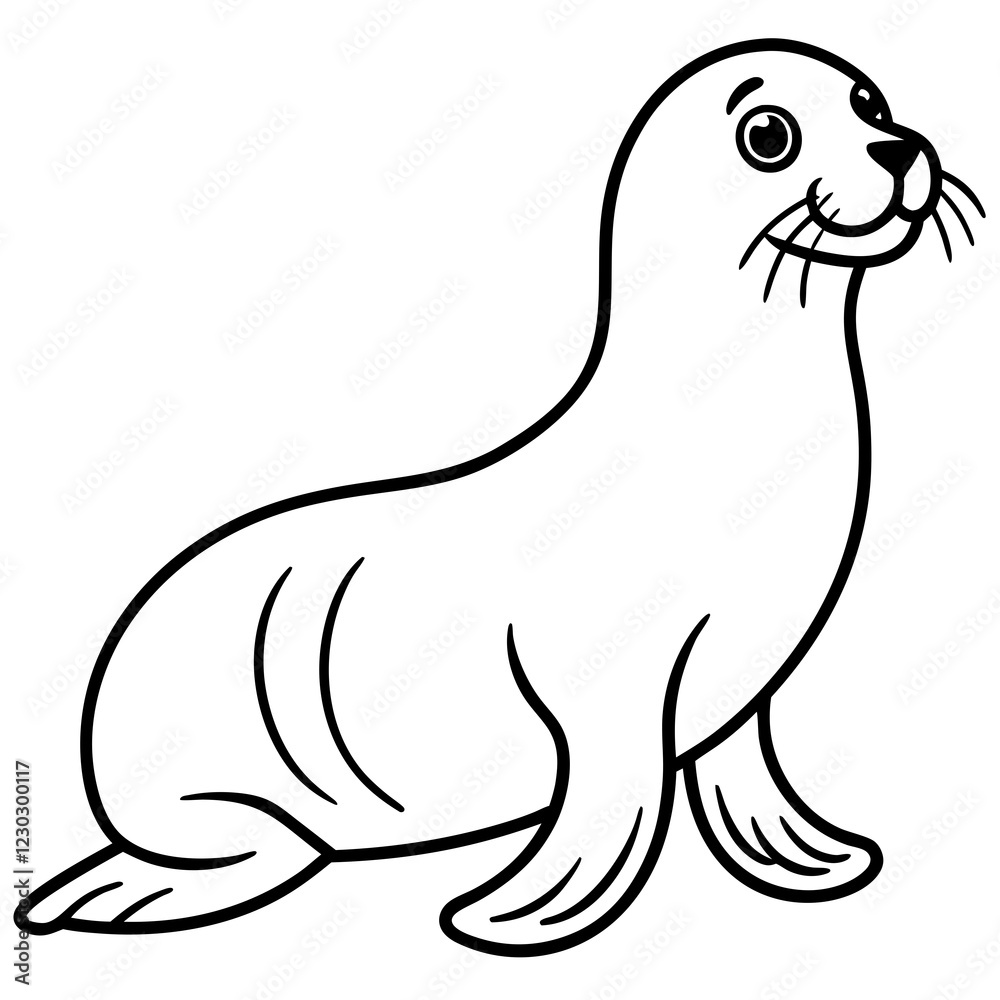 Cute Black Vector Sea Lion Line Art Black Vector Silhouette Cartoon Illustration Cute Black Vector Sea Lion Line Art Black Vector Silhouette Cartoon Illustration
