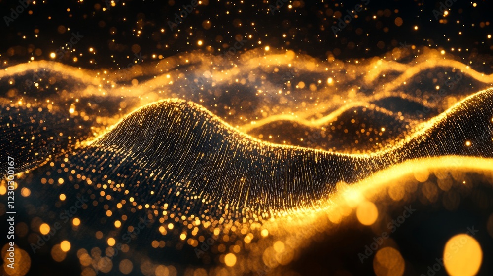 Golden Particle Waves Abstract Background Golden Particle Waves Abstract Background