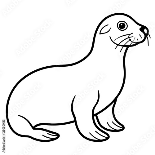Cute Black Vector Sea Lion Line Art Black Vector Silhouette Cartoon  Illustration