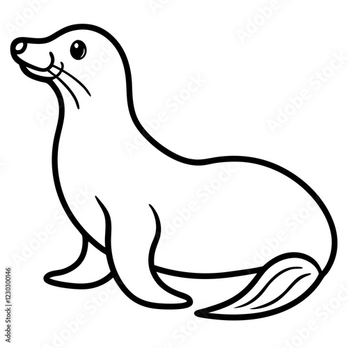 Cute Black Vector Sea Lion Line Art Black Vector Silhouette Cartoon  Illustration