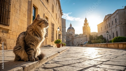 Maltese Cat Exploring Valletta's Historic Streets - Adorable Kitten in Malta photo