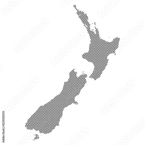 New Zealand map with dotted pattern vector illustration