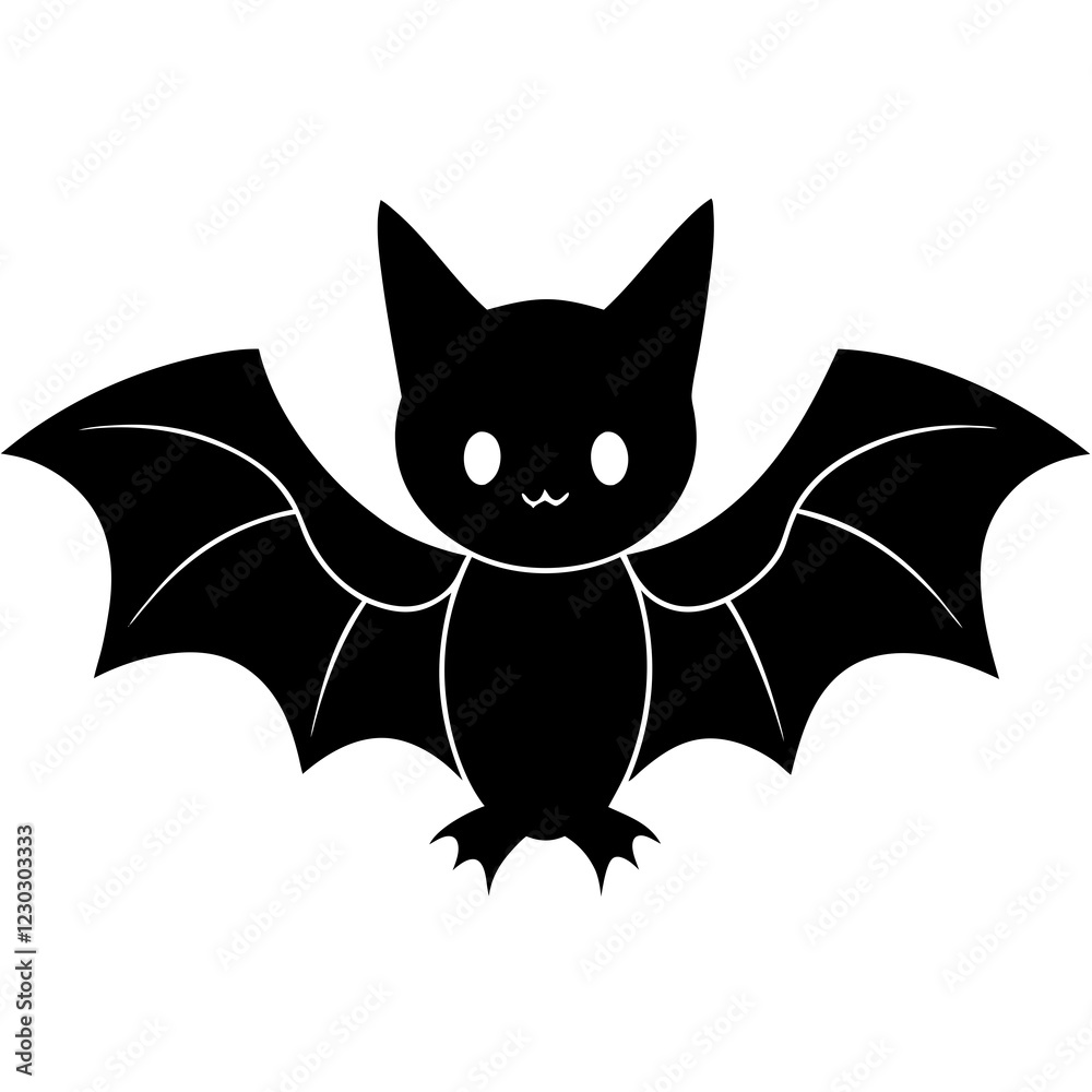 Cute Black Vector Bat Line Art Black Vector Silhouette Cartoon Illustration Cute Black Vector Bat Line Art Black Vector Silhouette Cartoon Illustration