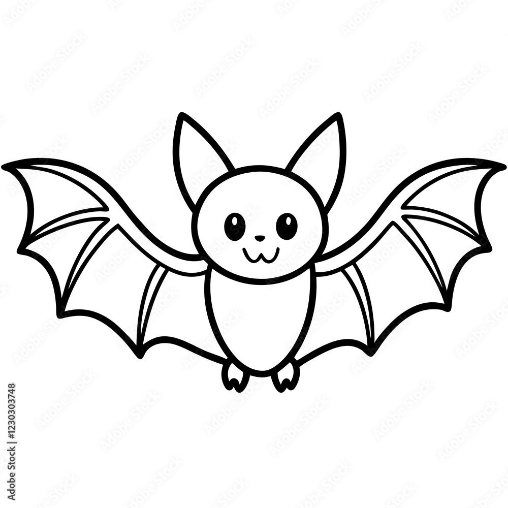 Cute Black Vector Bat Line Art Black Vector Silhouette Cartoon Illustration Cute Black Vector Bat Line Art Black Vector Silhouette Cartoon Illustration