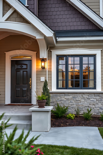 Elegant Home Exterior Design  Modern Architecture  Stone Facade  and Landscaped Entrance